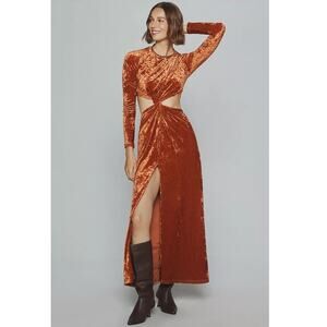 New Anthropologie Significant Other Long-Sleeve Cutout Velvet Midi Dress SZ 10